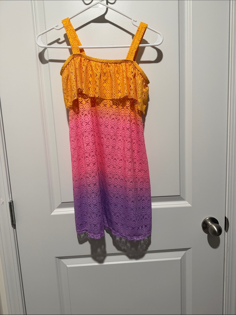 SO Girls Ombre Lace Swim Coverup in Yellow Pink Purple Gradient